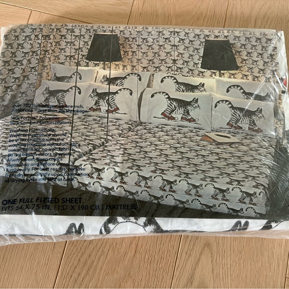 NEW Kilban Cat Vintage Super Burlington Sheet Caress B- Full Fitted Sheet Sealed - Picture 4 of 4